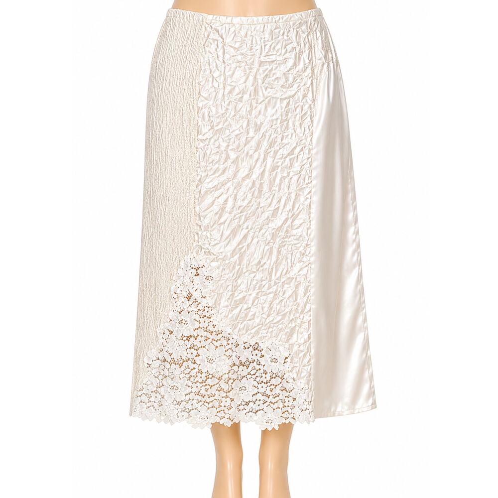 Topshop Ivory Lace Panel Midi Skirt Women’s US 10 EU 42- NWT